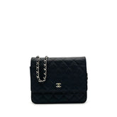 Chanel  Caviar Quilted Square Wallet On Chain WOC Black  2018
